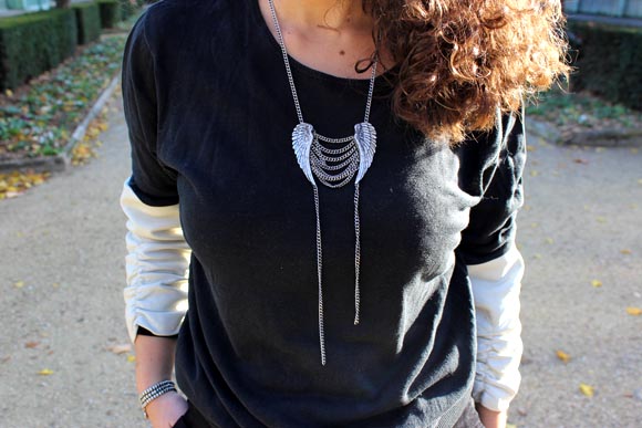 pull manche cuir diy et collier pascale monvoisin