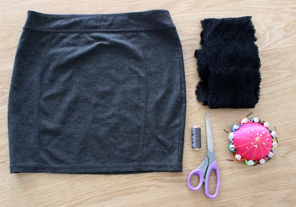 DIY customisez une jupe avec de la dentelle ILOVEDIY